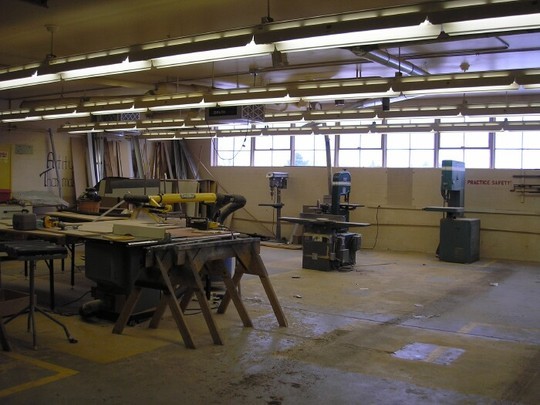Woodshop looking northh from the garage door